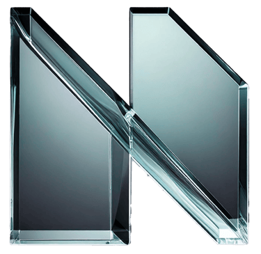 a glass letter n with a curved glass letter nTransparent Dubai Forex Capital Advisory for MENA Trade