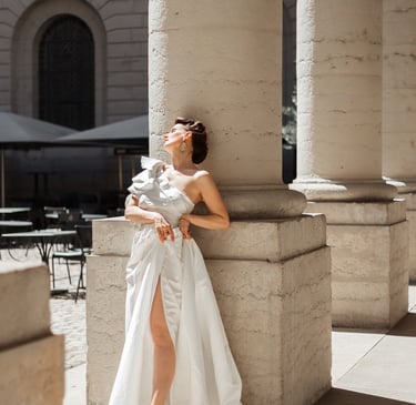 photo de la mariée lors du vin d'honneur