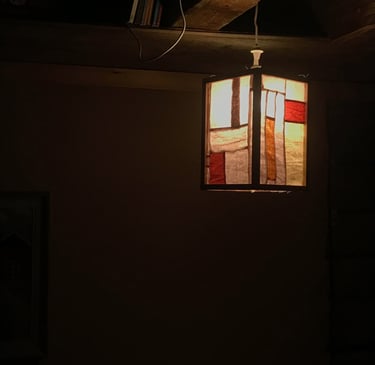 textile coloured block lamp