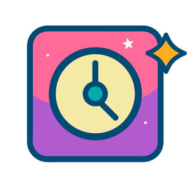 a clock with a star on it cartoon like modern icon illustration 
