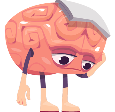 a cartoon brain which looks stressed