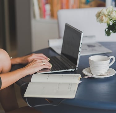 work on desk with a computer