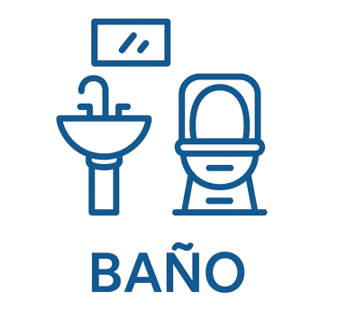 Ícono azul que representa baño completo con lavabo e inodoro, imagen ilustrativa