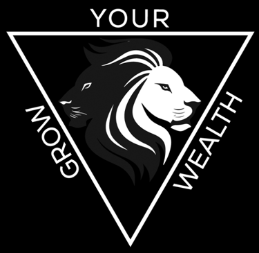 a lion head with the words grow your own wealth