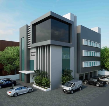 Commercial Memorial Hospital Elevation Design in Thanjavur