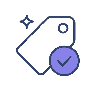 Transparent pricing (price tag with checkmark)