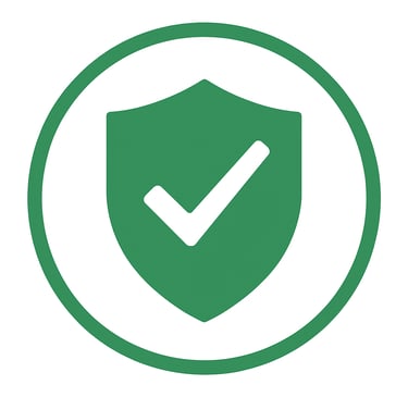 green shield with a white check mark inside