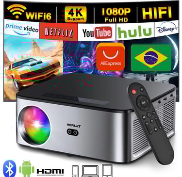 HORLAT T09  26000Lumens Android 4K Projector Video Audio Home Theater AutoFocus Keystone 5G Wi