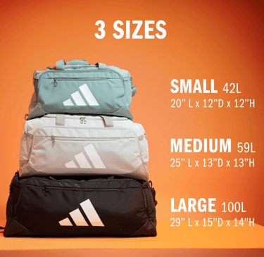 a stack of three bags with three sizes of bags