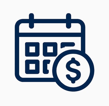 A calendar calendar with a dollar sign