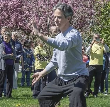 Instructor demonstrating a Chen style tai chi posture