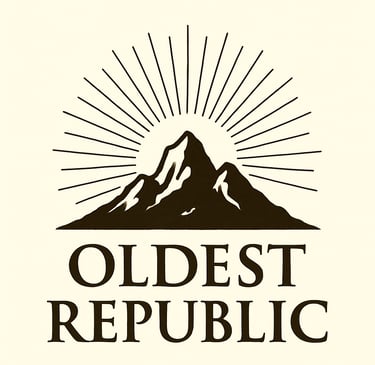 Logo of the online publication “Oldest Republic”, featuring a mountain illustration