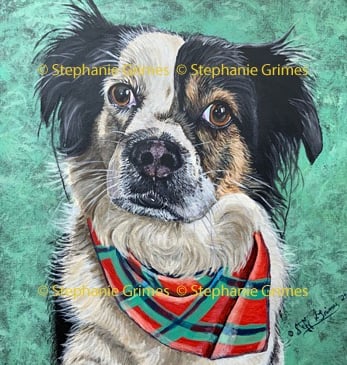 Dog with bandana in acrylic