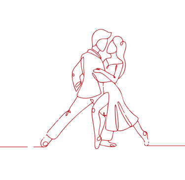 Allure Dance Studios dancers silhouette red