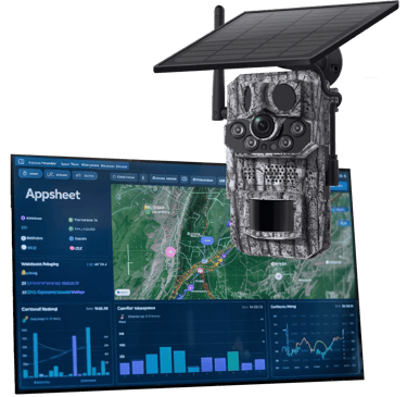 a pc screen displaying a corridor monitoring app with a trailcam in the foreground