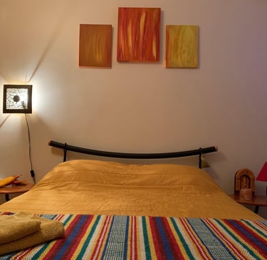 fire bedroom with a bed