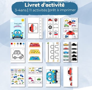 livret activité 3-4 ans voitures