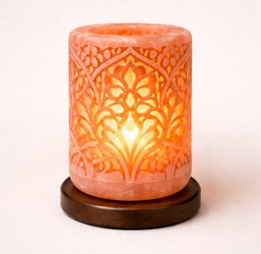 Cutwork carved Himalayan salt lamp ornamental glow lighting décor
