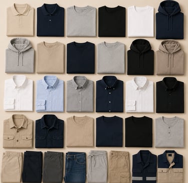 Export-quality apparel including casual wear and uniforms.