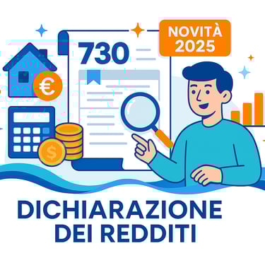 Illustrazione  vettoriale moderna rappresentante la dichiarazione dei redditi 2025