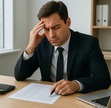 Persona angustiada por aprietos en sus finanzas