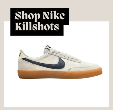 a pair of nike sneakers with the words shop nike killshots