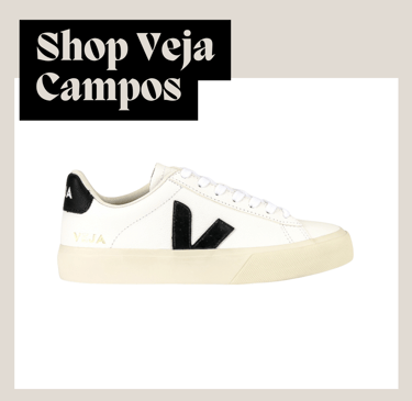 An image of Veja Campo sneakers with the text "Shop Veja Campos"