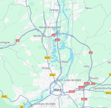 Carte de la ville de Metz et des villes alentours
