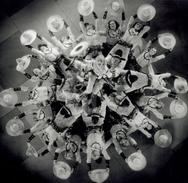 Busby Berkeley's debut: geometric overhead shot of dancers from Whoopee!