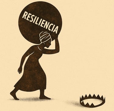 una mujer afro cargando una gran carga