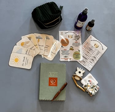 Cartes mantras confectionnées pour les ateliers collectifs pour résoudre les maux de bébé