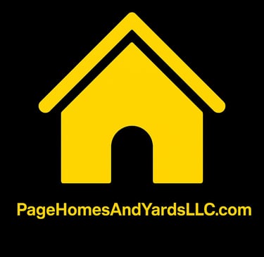 Page Homes and Yards LLC logo — yellow house icon on black background representing home renovation a