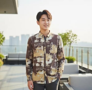 Beige printed shirt for men trendy casual outfit comfortable fabric stylish design