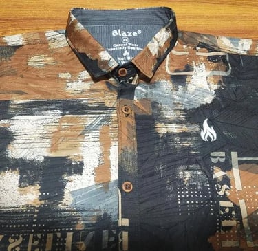 Stylish brown printed men shirt premium casual wear front view modern fashion