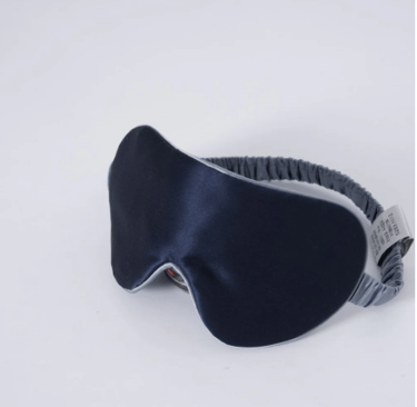 Mulberry silk sleep mask with contrast trim for blocking light at night