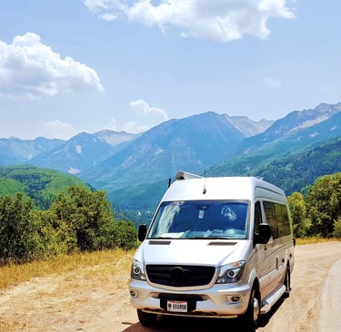 awesome camper van in the mountains