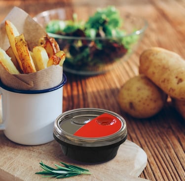 Realistic render showing the product in a restaurant context, designed by Koorosh Shojaei