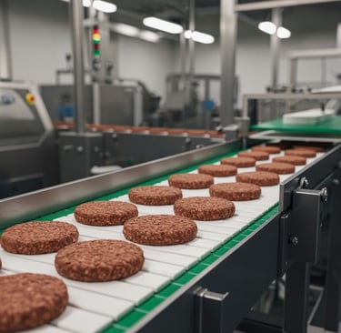 Fabrieksmachine die vega burgers produceert
