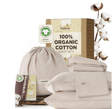 Bedsure 100% GOTS organic cotton sheet set