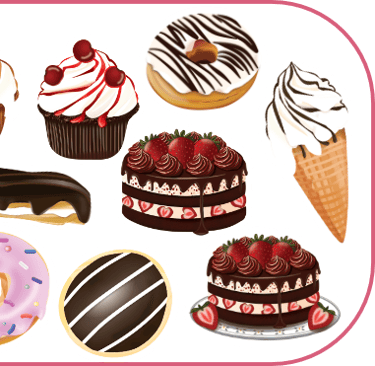 sticker sheet with sweets