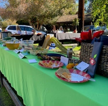 Outdoor picnic buffet table