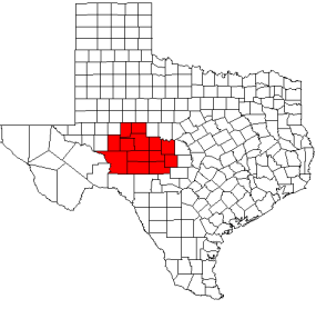 Map showing the Concho Valley, TX