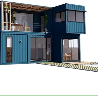 Blue two story container house