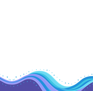 Ondas azules con triángulos que simbolizan fluidez y acompañamiento consultivo.