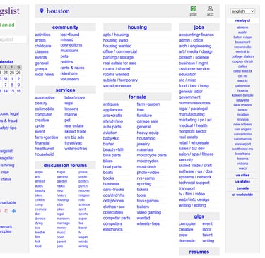 Craigslist screenshot of the website
