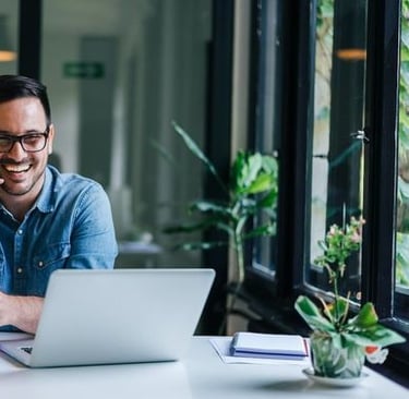Happy business owner enjoying his time