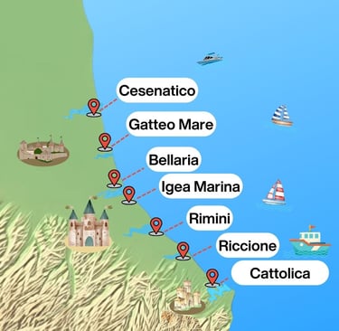 Riviera romagnola, Rimini, Riccione, Cesenatico