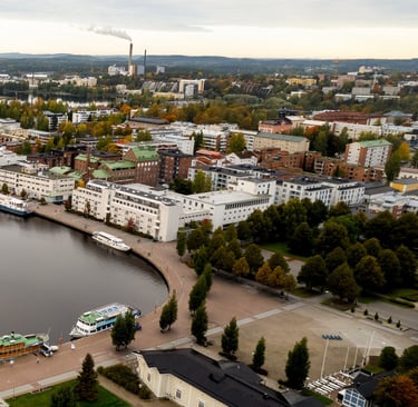 Aerial drone view of the city of Kuopio in Eastern Finland , Northern Savonia