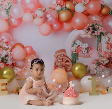 Cakesmash photography orange colour baloon background