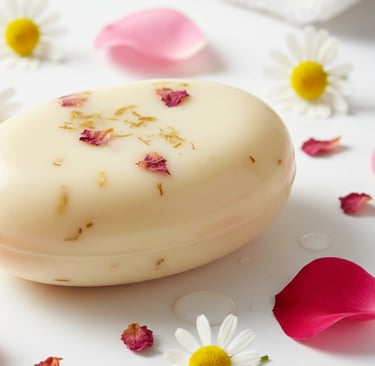 a soap bar with a white soap on top of it